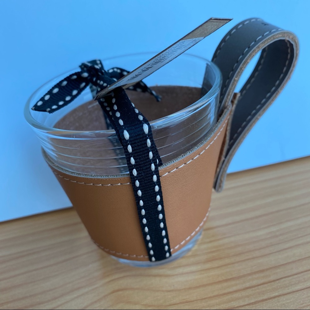 Leather Holder Sleeve and Glass Cup - Picture 2 of 9